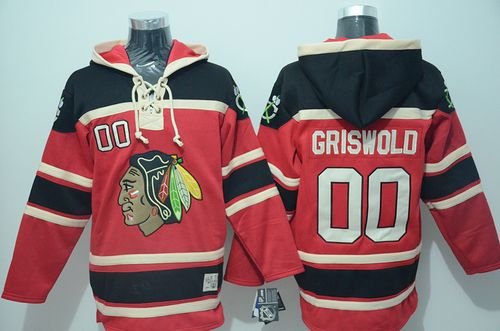 Men's Chicago Blackhawks #00 Clark Griswold Red Sawyer Hooded Sweatshirt Stitched Jersey